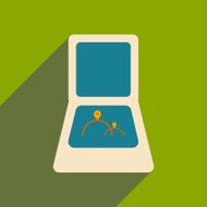 Flat with shadow icon and mobile applacation rings in box