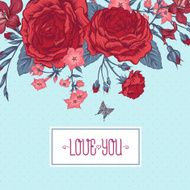 Beautiful Victorian Roses in Vintage Style for Invitation Card
