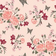 Beautiful Seamless Background with Victorian Roses in Vintage Style N2