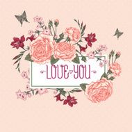 Beautiful Victorian Roses in Vintage Style for Invitation Card N2