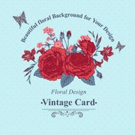 Beautiful Victorian Roses in Vintage Style for Invitation Card N3