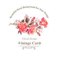 Vintage Watercolor Greeting Card with Blooming Red Roses N2