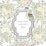 Floral background Flourish border with bird and copy space
