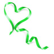 Heart made of green ribbon