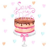 Hand painted watercolor cake Save the date