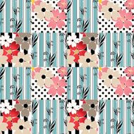 Patchwork seamless floral pattern background N2