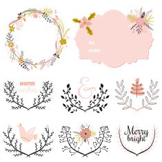 Christmas calligraphic wishes and winter elements N3