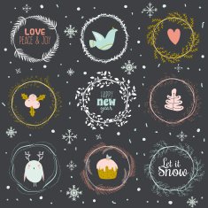 Christmas calligraphic wishes and winter elements N4