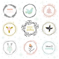 Christmas calligraphic wishes and winter elements N5