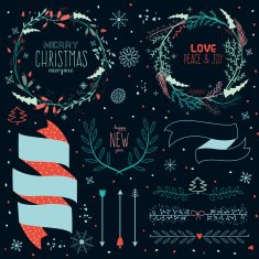 Christmas calligraphic wishes and winter elements N7