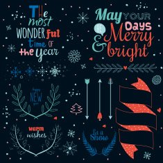 Christmas calligraphic wishes and winter elements N8