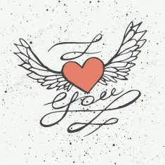 hand drawn heart with wings N4