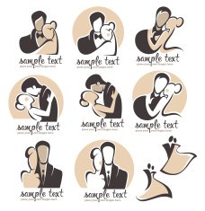 bride and groom wedding icons emblems logo N2