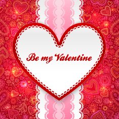 Valentines day greeting card with heart and ribbon