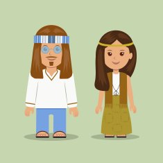 Hippies Man and woman in clothes of the sixties N2