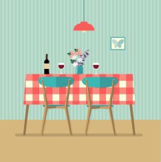 flat retro table vector illustration