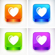 Heart on Color Square Buttons