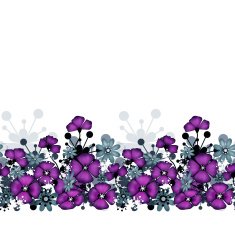 Pattern of purple poppies and flowers background N2