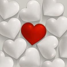 Romantic white and red hearts valentines vector background