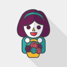 wedding flower girl flat icon with long shadow eps10 N10