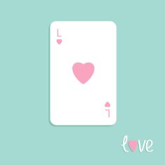 Big poker playing card with heart sign Love background Flat