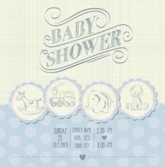 baby boy shower card with retro toys N5