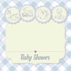 baby boy shower card with retro toys N7