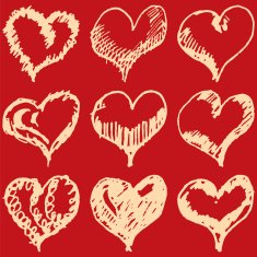 valentine hearts sketch set on red background N2
