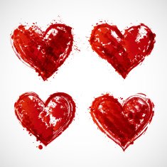 Grunge heart collection on white