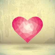 Polygonal heart on a grunge background