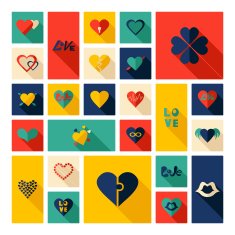 Flat concept design with shadow collection hearts N2