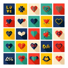 Flat concept design with shadow collection hearts N3