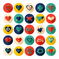 Flat concept design with shadow collection hearts N4