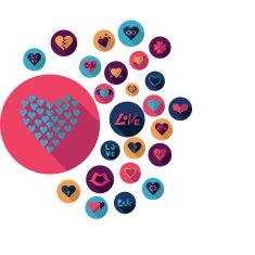 Flat concept design with shadow collection hearts N5