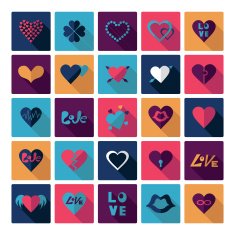 Flat concept design with shadow collection hearts N7