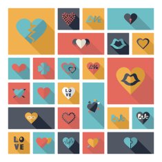 Flat concept design with shadow collection hearts N10