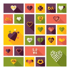 Flat concept design with shadow collection hearts N14