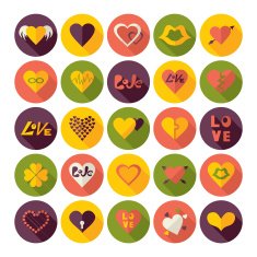 Flat concept design with shadow collection hearts N16