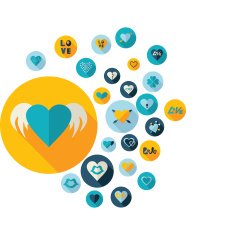Flat concept design with shadow collection hearts N17