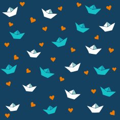 Romantic seamless pattern with hearts and paper ships N2
