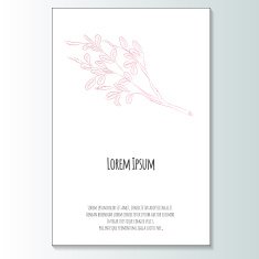 Vector romantic invitation template with pink branch
