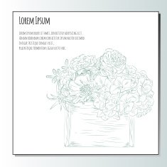 Vector romantic invitation template with blue floral composition