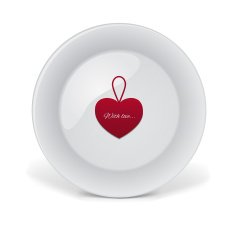 Decorative plate with red heart N2
