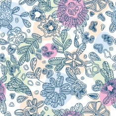 Textile seamless abstract pattern with hand-drawn flowers vector illustration N2