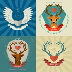 Set of Greeting cards about love