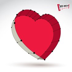 3d mesh stylish web red love heart sign isolated N3