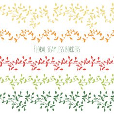 Vector set of floral seamless borders with branches and leaves N2
