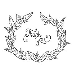Frame from leaves with gratitude words