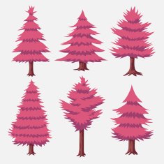 Cartoon Vector Pink Red Tree Collection