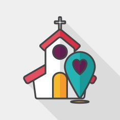 wedding church flat icon with long shadow eps10 N9